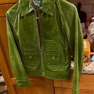 DOMA Vibrant Green Leather Jacket gorgeous Small